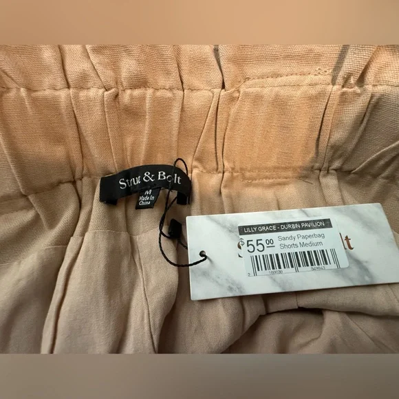 Women's Tan Shorts with Bow Detail - Picture 6 of 8